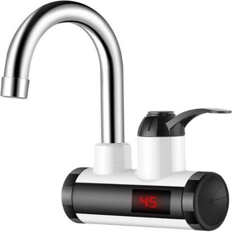 Robinet Chauffe-Eau Électrique - 3000 W - Affichage LED Numérique - Température Réglable 30-60 °C - Rotation 360° - Étanchéité IPX4 - Pour Cuisine et Salle de Bain - 1 Pièce
