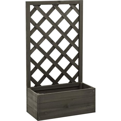 Garten-Spalier mit Blumenkasten Grau 50x25x90 cm Tannenholz