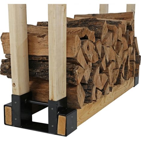 Ensemble de 2 Porte-Bûches Élégants et Robustes pour Intérieur et Extérieur Support de Rangement Mobile -KZQ (1/5)