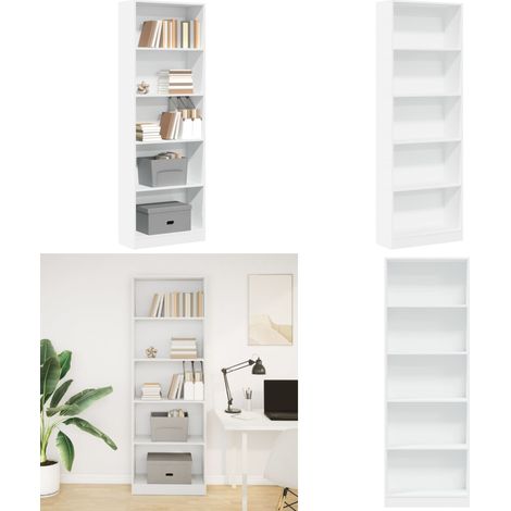 vidaXL Bibliothèque blanc 60x24x176 cm bois d'ingénierie (1/5)