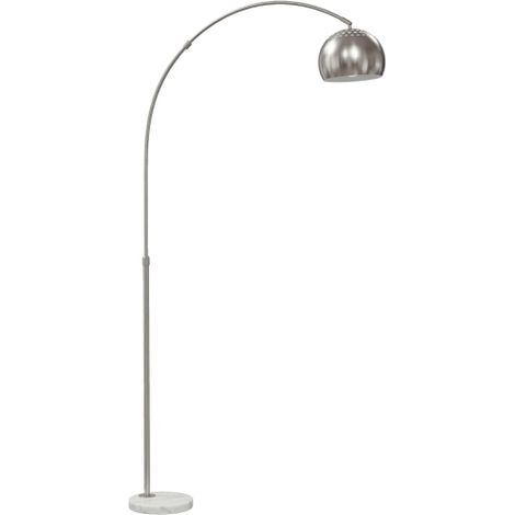 Lampada da terra, design ad arco, base in marmo, 167 cm, argento. Disponibile per l'acquisto in loco. (1/5)