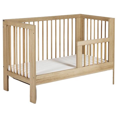Lit bébé 120x60cm Hêtre OLIVE barreaux amovible et barrière de sécurité inclus (1/5)