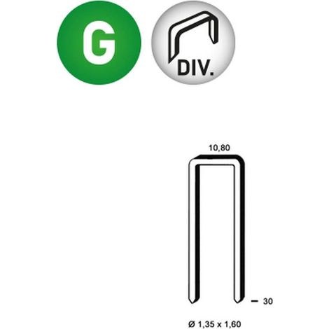 20 000 Agrafes Divergentes L-30 - 10.8x30x1.35x1.6 mm - D-Work