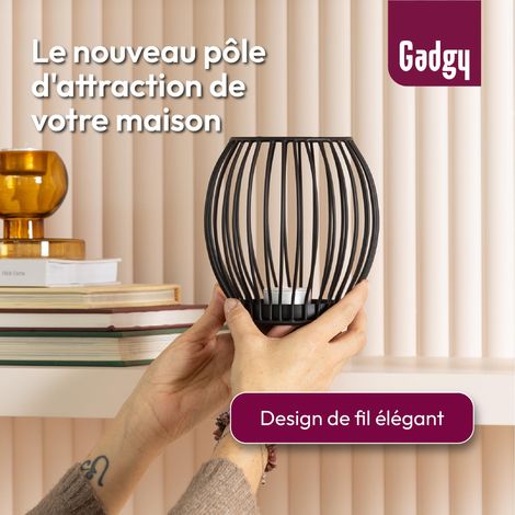 Porte-Bougie Noir - Grand photophore pour Bougies - Lanterne de décoration pour Salon - Décoration de Bougies en métal - Lanterne Noire - 14,5 x 15 cm (1/5)