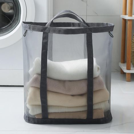 Cesto de ropa plegable portátil, cesta de malla plegable de gran capacidad, cesto de ropa interior colgante para lavandería, baño, dormitorio o viajes.
