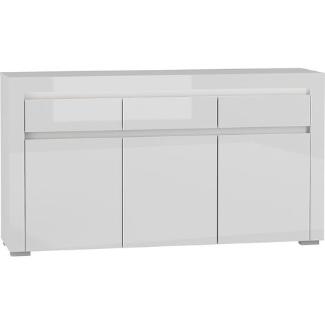 Buffet Kasla mit 3 Schubladen und 3 Türen, Weiß, 152cm