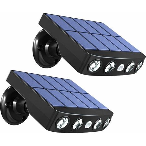 Lampe Solaire Extérieur Avec Détecteur de Mouvement, Lumiere Solaire Exterieur Etanche Eclairage Extérieur Sans Fil Lampe Mural pour Jardin, 2 Pack (1/5)