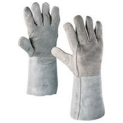 Gant de soudeur, cuir grainé/cuir refendu combiné/Cuir vachette nervuré avec protection du poignet, Taille : 10 (Par 12) (1/5)