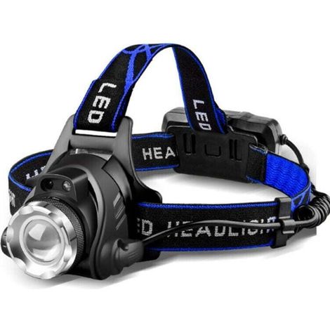 Lampe Frontale LED Puissante Rechargeable Torche Frontale Lampe Phare Orientable 3 Modes LED Frontale avec Câble USB et 2 Piles 18650 pour Peche Vélo (1/3)