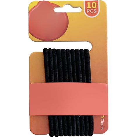 Lot de 10 élastiques à cheveux noirs pour cheveux épais, attaches queue de cheval antidérapantes, style classique, set d'accessoires capillaires (1/5)