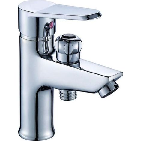 Robinet lavabo cascade en cuivre - mitigeur mono-trou eau chaude/froide , design élégant (1/4)