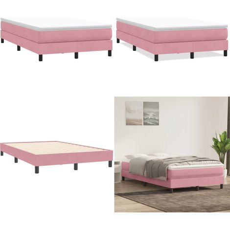 Boxspringbett ohne Matratze Rosa 120x210 cm Samt - Samtbett - Rosa Boxspringbett (1/5)
