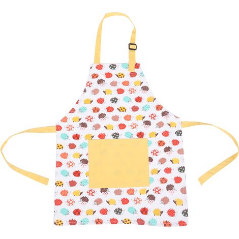 Tablier de cuisine en coton 100% avec poches, motif vagues jaunes, réglable, 50x40cm, pour activités créatives et cuisson (1/5)
