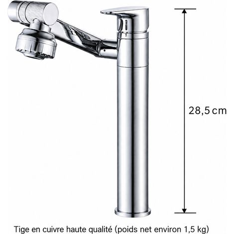 Robinet Mitigeur Lavabo Orientable Salle de Bain Modèle Haut Chromé avec Flexibles 1/2 1,3 kg – Livraison gratuite (1/5)