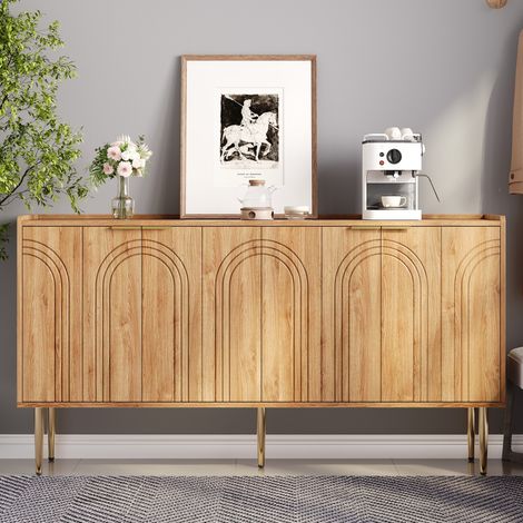 Comanlai - Buffet Enfilade Moderne 140 cm - Meuble de Rangement pour Salon et Salle à Manger avec Portes (1/5)