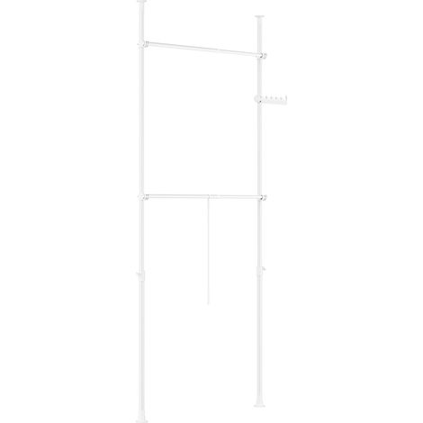 SoBuy FRG109-II-W Telescopic Appendiabiti da Terra, Robusto Stand Appendiabiti con Aste, Armadio Aperto Regolabile per Camera da Letto, Porta Abiti Bianco