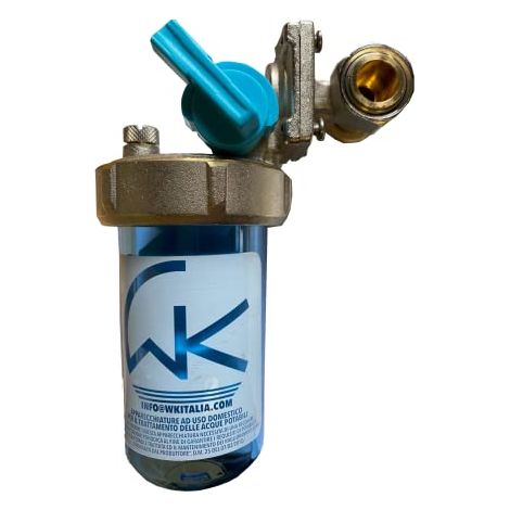WK - Dosatore Ruotabile di Polifosfato per Caldaia, Utile per Filtrazione Acqua,con Inclusa 1 Cartuccia, Funge da Anticalcare e Anticorrosione per Tutti gli Impianti (1/2)