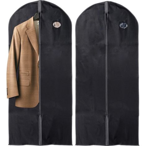 Kleidersäcke-Set, 60 x 135 cm, schwarzes Polyester, 2er-Pack