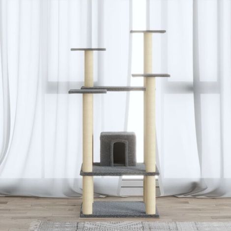 Arbre à chat avec griffes en sisal, gris clair, 110 cm (1/4)