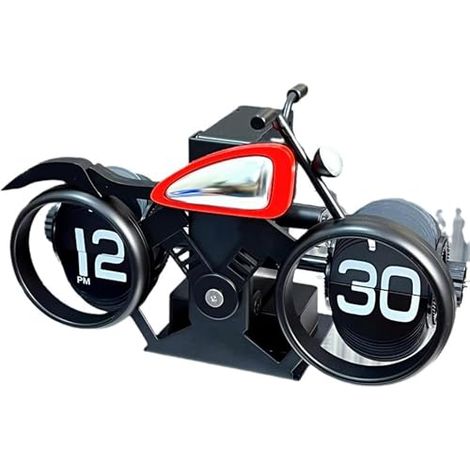 Réveil rétro moto aventuriers à rabats – Réveil créatif à rabats pour salon, bureau, chambre ou café (1/4)