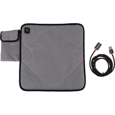 Coussin de Siège Chauffant USB Portable - Température Réglable pour Pêche, Camping, Voiture - Gris Clair (1/5)