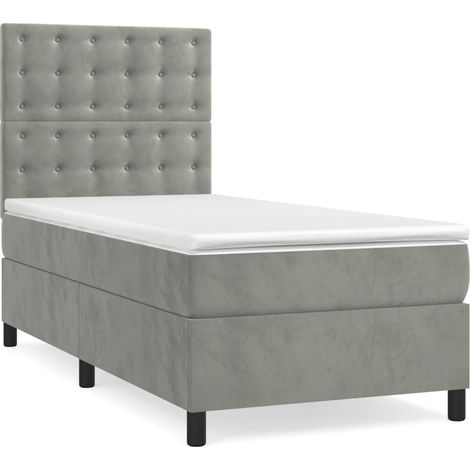 Maison Exclusive - Giroletto a Molle con Materasso Grigio Chiaro 80x200 cm Velluto