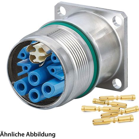 HUMMEL SET inkl. Kontakte M23 Hybrid INOX Geräteteckverbinder, Crimpei. gerade Polzahl 3+4+4+PE, Buchse Vorderwand - 1 Stück