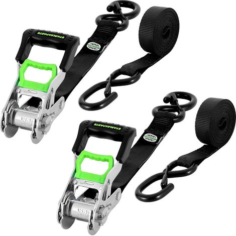 Spanngurte mit Ratsche 2 Stück, 800kg Bruchfestigkeit, 25mm x 4m, mit Haken (1/5)
