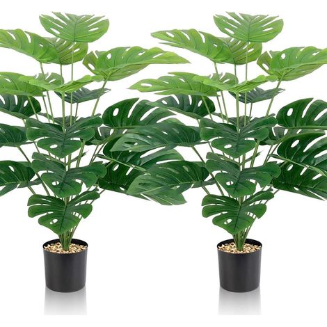Kunstpflanzen Set 2 Plastik Pflanze Extra Groß Künstliche Monstera (1/5)