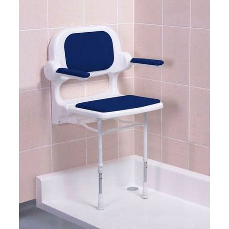AKW 2000 Series Fold Up Shower Seat with Back & Arms Blue (1/3)