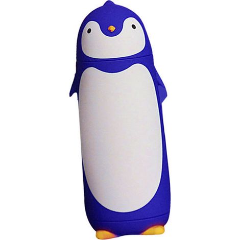 Gourde isotherme pingouin 300 ml, bleue, idéale pour les activités de plein air. (1/5)