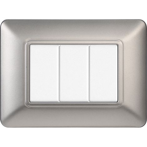 ETTROIT PLACCA PLASTICA 3P SILVER compatibile matix bticino MT83306