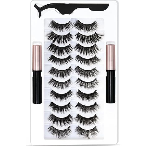 10 paires de faux cils et eye-liners magnétiques naturels - Sans colle (1/5)