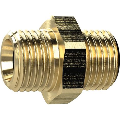 Doppelnippel, Messing AG G1/8" x G3/8", SW 19mm RIEGLER (1/2)