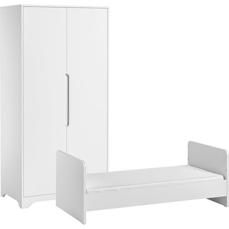 Mitwachsendes Babybett 70x140 und 2-türiger Kleiderschrank Vox Ova Weiß (1/5)