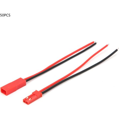 50 Pairs Connector Wire 2 Pins Tinned Copper Core Male and Female Red Silicone Jump Wire 22AWG (1/5)