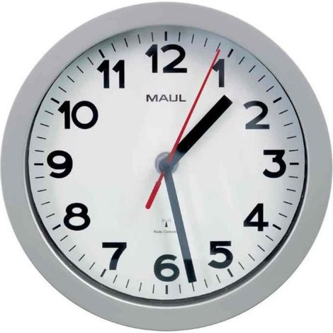 Horloge Murale Radio - Diamètre 200 mm - Synchronisation Automatique - Alimentation Pile AA - Cadran Blanc Chiffres Noirs - 1 Unité