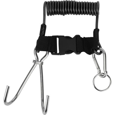 Double Crochet Marine en Acier Inoxydé avec Corde Élastique pour Plongée et Apnée - Noir Transparent (1/5)