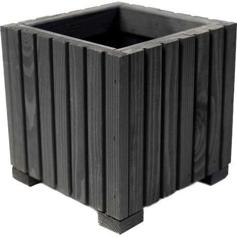 Jardinière Bois Bogateco 25x25x25 cm Imprégné Noir (1/5)