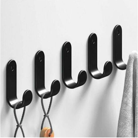Selbstklebende Wandhaken, 10 Stück, schwarze selbstklebende Wandhaken aus Edelstahl, selbstklebende Wandhaken für Bad, Küche, Büro (1/4)