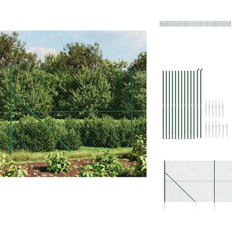 Clôture à mailles losangées avec piquet d'ancrage vert 1,8x25 m - Clôture - Clôture Grillagée - Clôture Cyclique - Clôture Jardin - Clôture Verte (1/5)