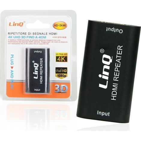 Linq - Ripetitore Extender Di Segnale Hdmi Video 4k Uhd 3d Fino A 40 Mt 1080p Hd-2k4k - (1/2)