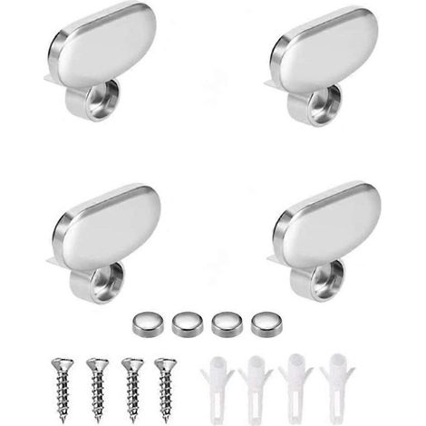 Ensemble de 4 pinces pour miroir, pince pour miroir en verre flottant, support pour étagère de salle de bain (LGL) - AquaForge (1/5)