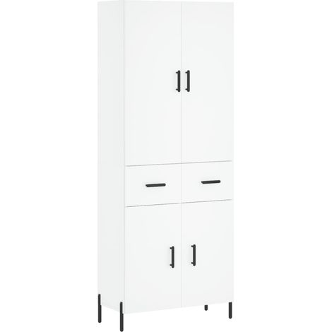 Credenza cassettiera mobile contenitore organizer cucina soggiorno salotto alto 695 x 34 x 180 cm legno ingegnerizzato bianco 020032580