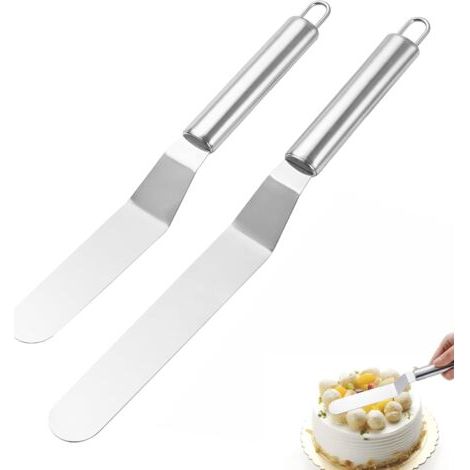 Set de deux spatules coudées en acier inoxydable, tailles différentes (1/5)