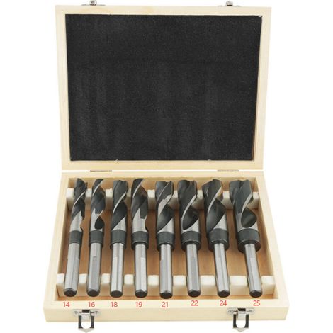 Lot de 8 Forets Hélicoïdaux HSS, Meche Metal Foret Acier, Jeu de Forets HSS à Tige, Coffrets de Forets Traités à la Chaleur 14mm 16mm 18mm 19mm 21mm 22mm 24mm 25mm