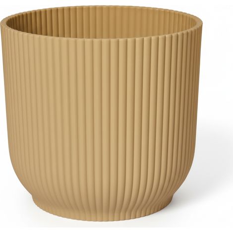 Cache-pot de Fleurs Rond pour Intérieur au Design Plissé Jaune Ø 18 cm - PANGIVO (1/5)