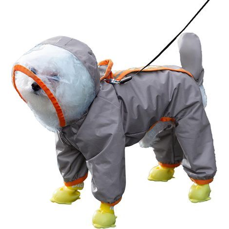 Dog Rain Jacket, Puppy Rain Poncho Waterproof Hooded Dog Poncho (1/5)