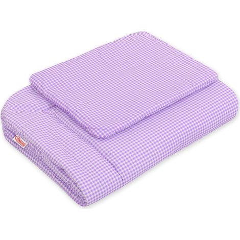 Juego de cama para bebé con relleno, 2 piezas, 75x100cm RECIÉN NACIDO - Pata de Gallo Morada (1/4)