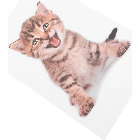 Sticker mural plat autocollant en PVC , motif chat . Lavable et repositionnable , idéal pour les sal (1/5)